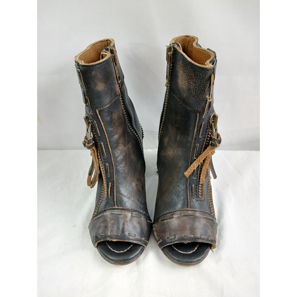 Firebird Zombi Booties Open Toe Steampunk Distressed Boho Women's Size 5 - Picture 2 of 9